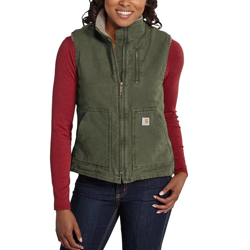 Carhartt Women's Mock Neck Sherpa Lined Sandstone Vest Irregular WV001irr