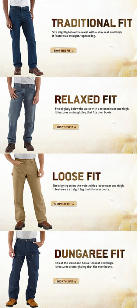 CARHARTT MEN'S PANTS SIZING CHART