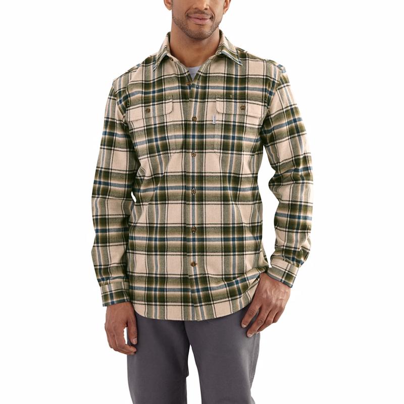 carhartt men's hubbard plaid long sleeve button down shirt