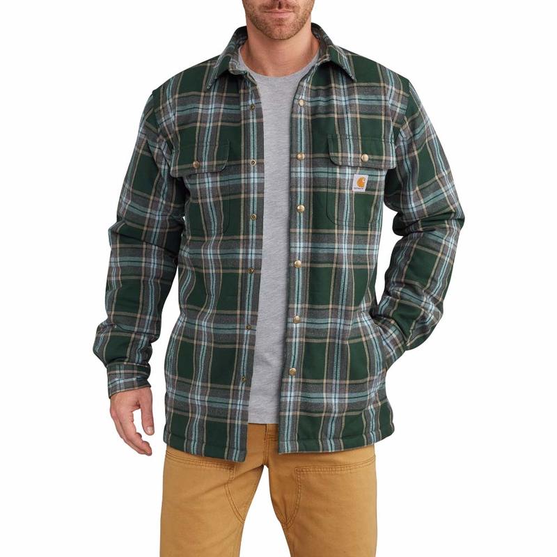 Carhartt Mens Hubbard Flannel Sherpa-Lined Plaid Shirt 102333