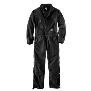 Carhartt Men's Washed Duck Insulated Coveralls, Black, 4XL, Regular