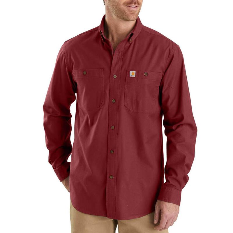 Rugged Flex® Long Sleeve Canvas Button Up Collared Work Shirt 103554irr