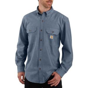 Loose Fit Long Sleeve Chambray Button-Up Shirt - LG-Tall_image