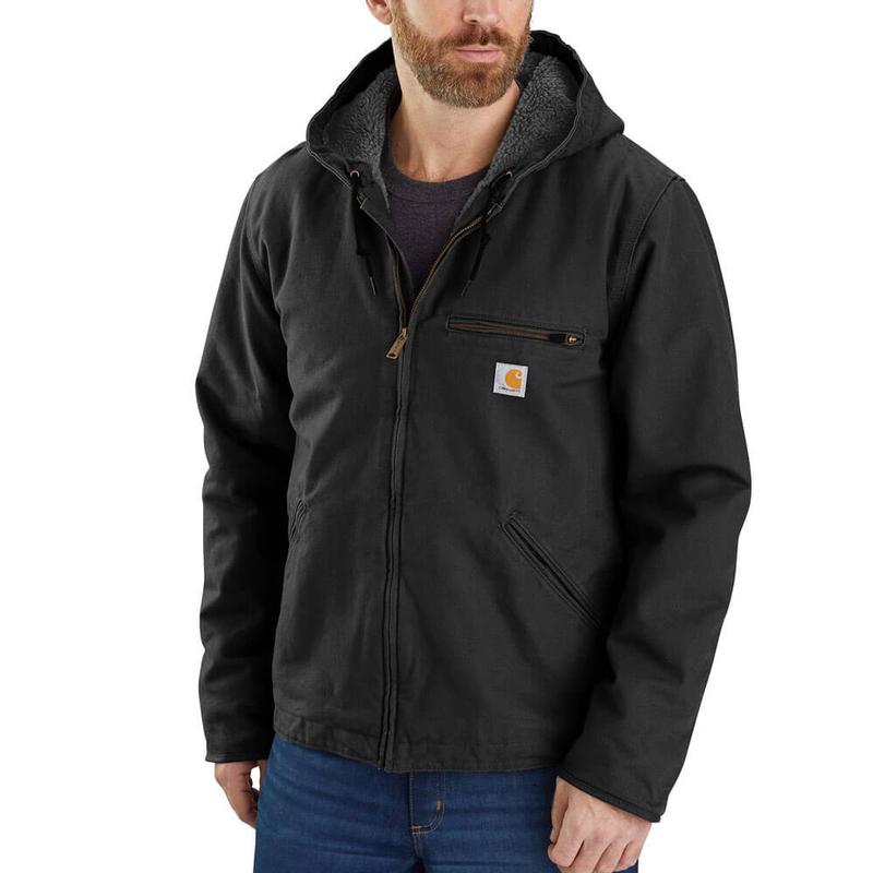 Relaxed Fit Washed Duck Sherpa Lined Hooded Jacket 104392irr