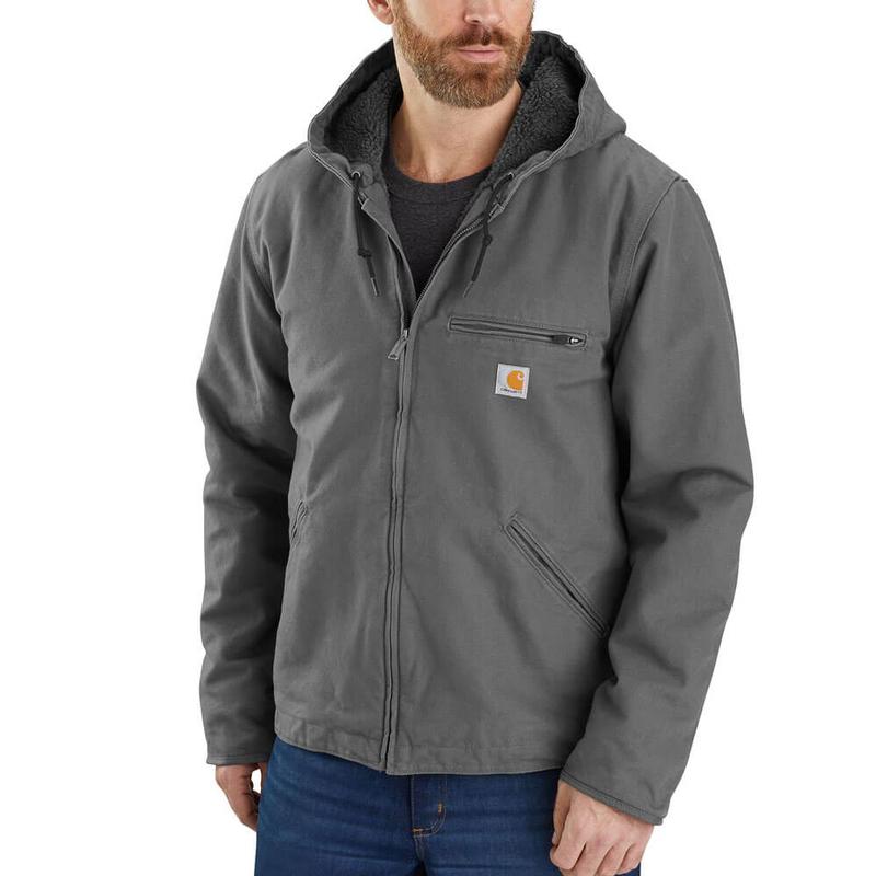 Relaxed Fit Washed Duck Sherpa Lined Hooded Jacket 104392irr