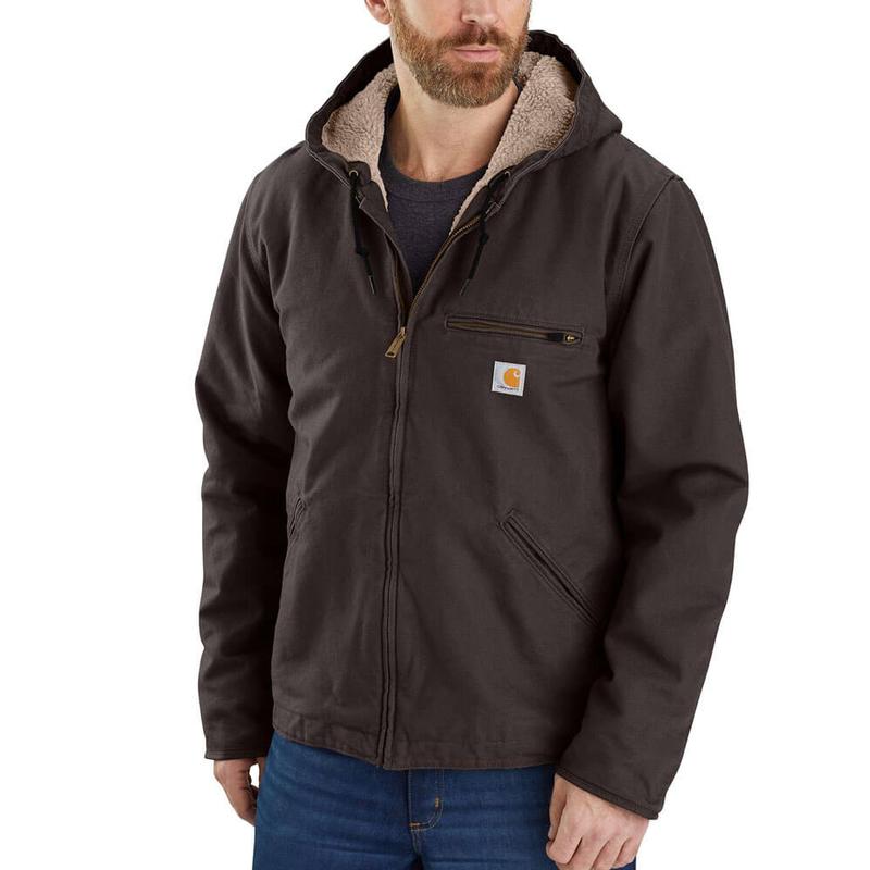 Relaxed Fit Washed Duck Sherpa Lined Hooded Jacket 104392irr