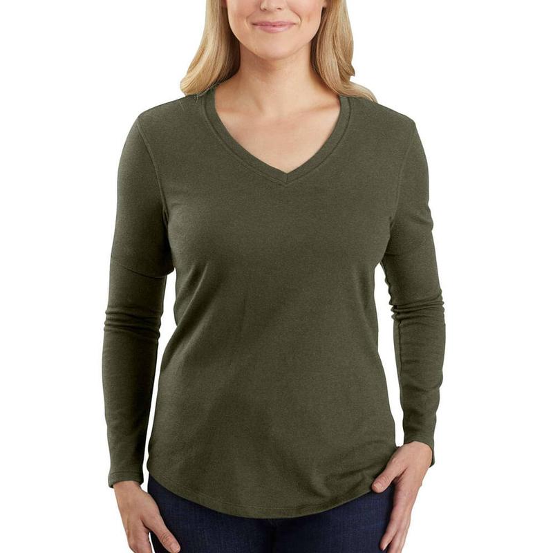 Relaxed Fit Midweight Long Sleeve V-Neck T-Shirt 104407irr