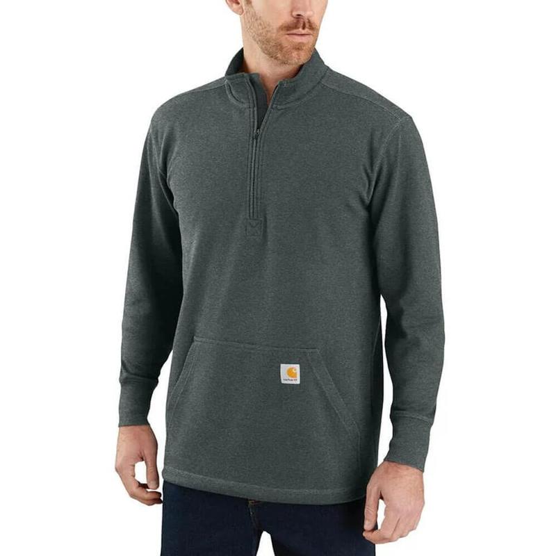 Relaxed Fit Heavyweight Mock-Neck Half-Zip Long Sleeve Thermal Shirt ...