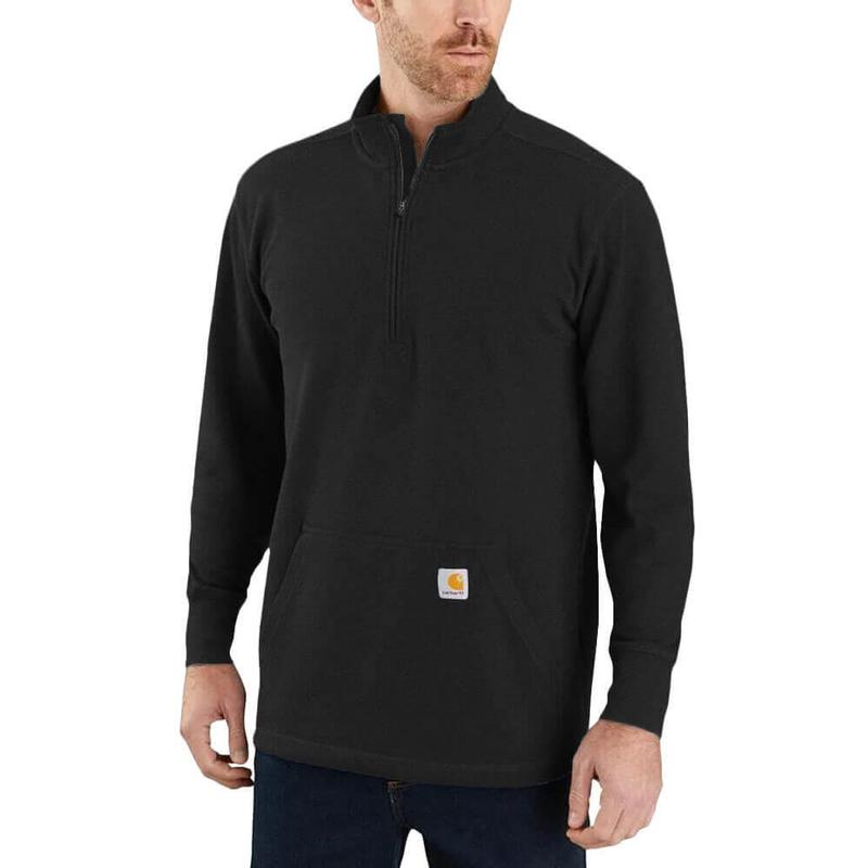 Relaxed Fit Heavyweight Mock-Neck Half-Zip Long Sleeve Thermal Shirt ...