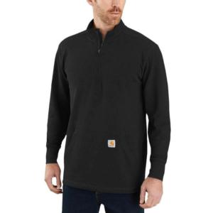 Relaxed Fit Heavyweight Mock-Neck Half-Zip Long Sleeve Thermal Shirt_image