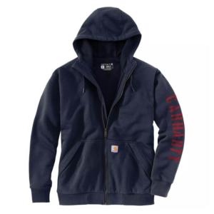 Loose Fit Fleece Lined Rain Defender Graphic Hooded Zip-Up Sweatshirt_image