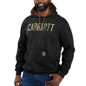 Loose Fit Midweight Camo Graphic Hooded Sweatshirt_image