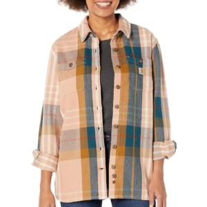 Loose Fit Heavyweight Twill Plaid Button-Up Shirt_image