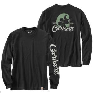 Loose Fit Heavyweight Long Sleeve Shamrock Graphic T-Shirt_image