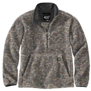 Loose Fit Quarter-Zip Mock-Neck Fleece Pullover_image