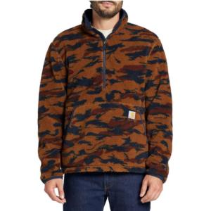 Loose Fit Quarter-Zip Mock-Neck Fleece Pullover_image