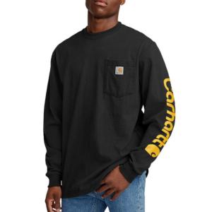 Loose Fit Heavyweight Long Sleeve Graphic Arm Pocket T-Shirt_image