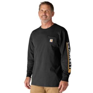 Loose Fit Long Sleeve Graphic Pocket T-Shirt_image