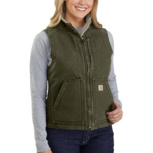 Women's Washed Duck Sherpa Lined Mock-Neck Vest_image