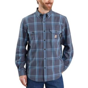 Loose Fit Midweight Plaid Chambray Shirt_image