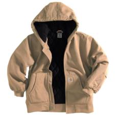 Youth Boys Hooded Quilted Lined Active Jacket Dark Tan