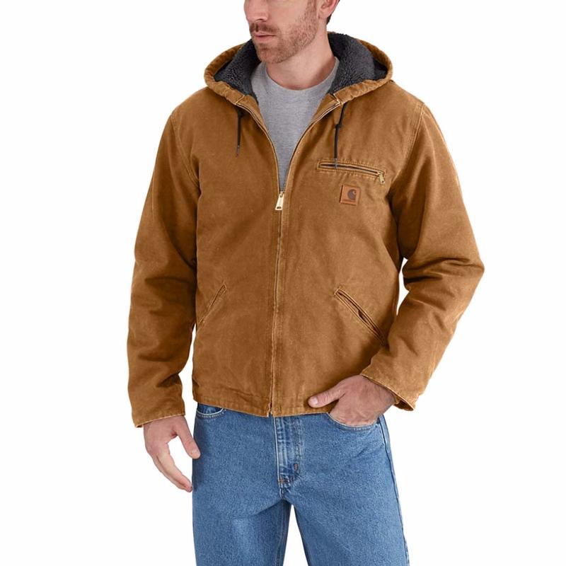 carhartt sherpa lined denim jacket mens