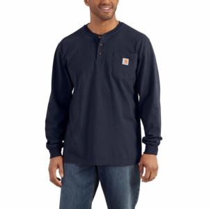 Loose Fit Heavyweight Long Sleeve Pocket Henley T-Shirt_image