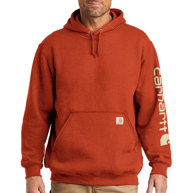 carhartt men's midweight hooded logo sleeve sweatshirt
