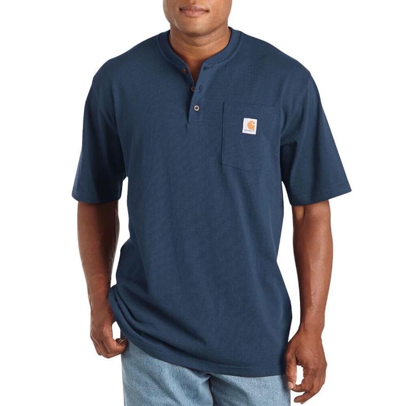 Loose Fit Heavyweight Short Sleeve Pocket Henley T-Shirt K84