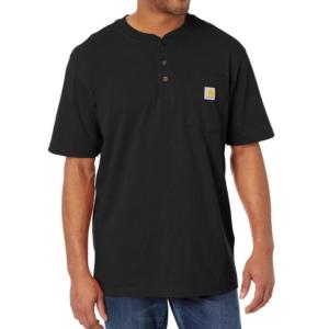 Loose Fit Heavyweight Short Sleeve Pocket Henley T-Shirt_image