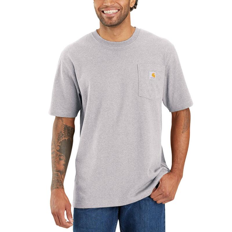 Carhartt Men's K87 Factory 2nd Loose Fit Heavyweight Short Sleeve Pocket T-Shirt Heather Gray 3XL-Reg