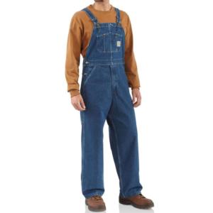 Loose Fit Washed Denim Unlined Bib Overall
