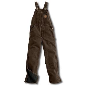 Carhartt Men's Sandstone Duck Quilt Lined Bib Overalls_image