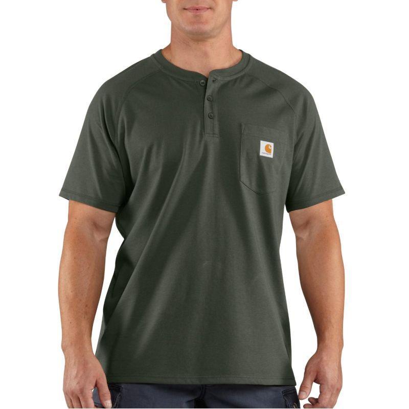 Carhartt Mens Force Cotton Short-Sleeve Henley Shirt 100413