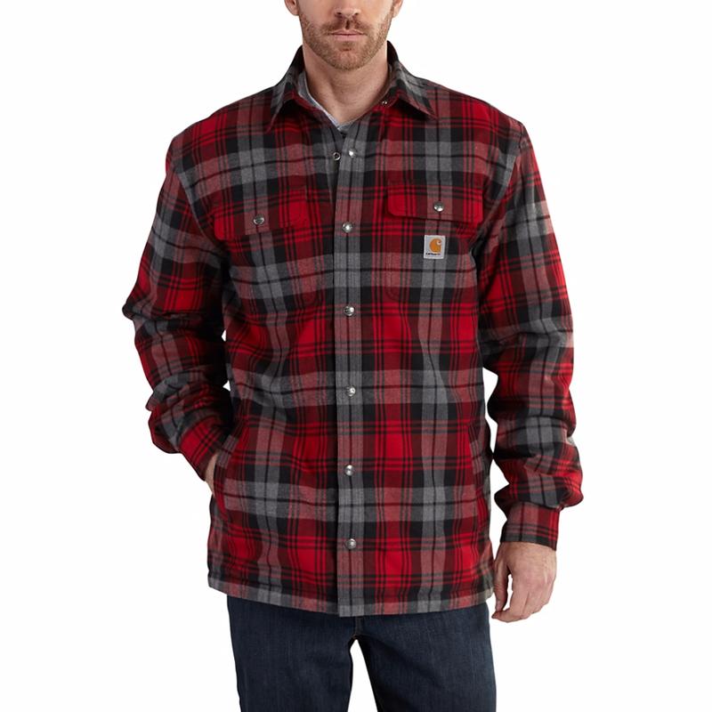 Carhartt Mens Hubbard Flannel Sherpa-Lined Plaid Shirt 101752
