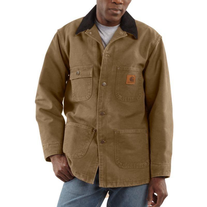 Carhartt Men's Sandstone Duck Blanket Lined Chore Coat C02